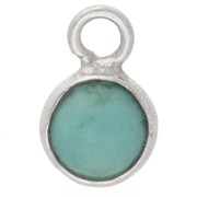 Ciondolo rotondo da 4,5 mm con pietra semipreziosa - Argento 925 - Turchese x1