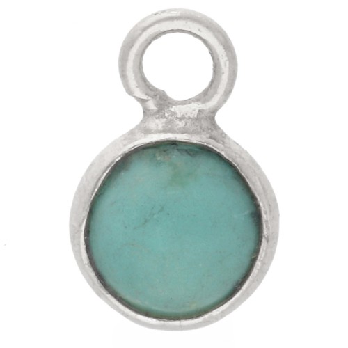 Ciondolo rotondo da 4,5 mm con pietra semipreziosa - Argento 925 - Turchese x1