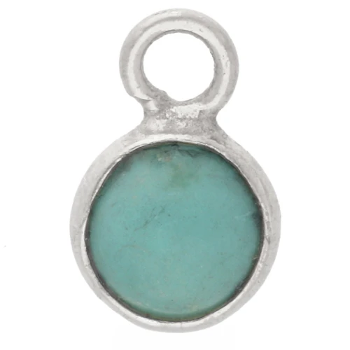 Ciondolo rotondo da 4,5 mm con pietra semipreziosa - Argento 925 - Turchese x1