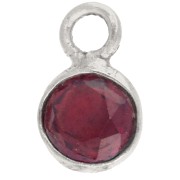 Ciondolo rotondo sfaccettato da 4,5 mm con pietra semipreziosa - Argento 925 - Granato x1