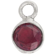 Ciondolo rotondo sfaccettato da 4,5 mm con pietra semipreziosa - Argento 925 - Granato x1