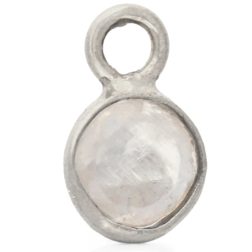Ciondolo rotondo sfaccettato da 4,5 mm con pietra semipreziosa - Argento 925 - Pietra di luna