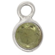Ciondolo rotondo sfaccettato da 4,5 mm con pietra semipreziosa - Argento 925 - Peridoto