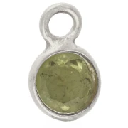 Ciondolo rotondo sfaccettato da 4,5 mm con pietra semipreziosa - Argento 925 - Peridoto