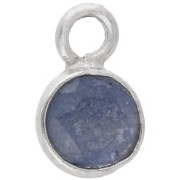 Ciondolo rotondo sfaccettato da 4,5 mm con pietra semipreziosa - Argento 925 - imitazione zaffiro