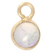 Ciondolo rotondo da 4,5 mm con pietra semipreziosa - Argento 925 dorato con oro fino - Opale