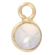 Ciondolo rotondo da 4,5 mm con pietra semipreziosa - Argento 925 dorato con oro fino - Opale