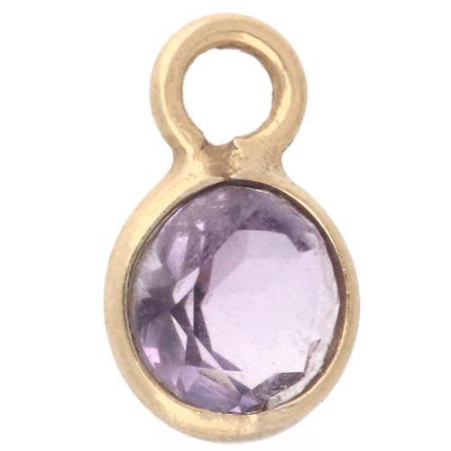 Ciondolo rotondo sfaccettato da 4,5 mm con pietra semipreziosa - Argento 925 Dorato con oro fino - Ametista