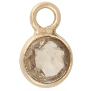 Ciondolo rotondo sfaccettato da 4,5 mm con pietra semipreziosa - Argento 925 dorato con oro fino - Citrino