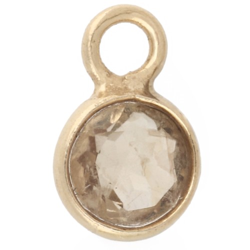 Ciondolo rotondo sfaccettato da 4,5 mm con pietra semipreziosa - Argento 925 dorato con oro fino - Citrino