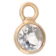 Ciondolo rotondo sfaccettato da 4,5 mm con gemma - Argento 925 dorato con oro fino - Cristallo di rocca