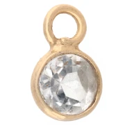 Ciondolo rotondo sfaccettato da 4,5 mm con gemma - Argento 925 dorato con oro fino - Cristallo di rocca