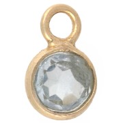 Ciondolo rotondo sfaccettato da 4,5 mm, imitazione gemma, argento 925 dorato con oro fino, Hydro Blue Topazio