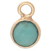Ciondolo rotondo da 4,5 mm con pietra semipreziosa - Argento 925 dorato con oro fino - Turchese x1
