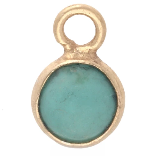 Ciondolo rotondo da 4,5 mm con pietra semipreziosa - Argento 925 dorato con oro fino - Turchese x1