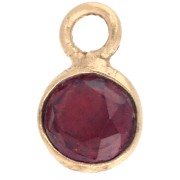 Ciondolo rotondo sfaccettato da 4,5 mm con pietra semipreziosa - Argento 925 dorato con oro fino - Granato