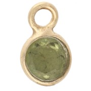Ciondolo rotondo sfaccettato da 4,5 mm con pietra semipreziosa - Argento 925 dorato con oro fino - Peridoto