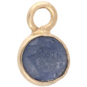 Ciondolo rotondo sfaccettato da 4,5 mm con pietra semipreziosa - Argento 925 dorato con oro fino - imitazione zaffiro