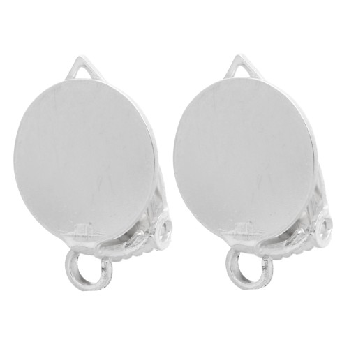 Orecchini a clip con piattino da 10,5 mm per orecchie non forate - Argento 925 x2