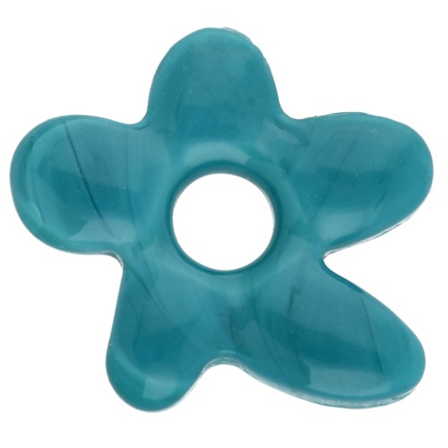 Perlina fiore irregolare in vetro opaco 18x17 mm - Blu turchese x1