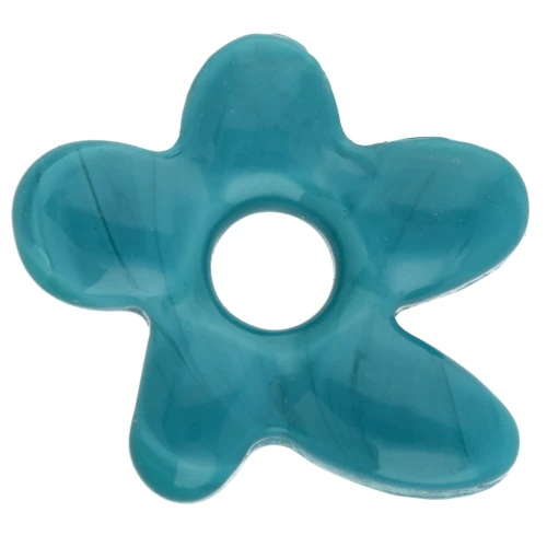 Perlina fiore irregolare in vetro opaco 18x17 mm - Blu turchese x1
