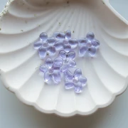 Perla fiore irregolare 18x17 mm in vetro traslucido - Lilla x1