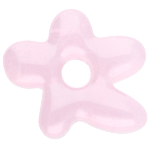 Perla fiore irregolare 18x17 mm in vetro traslucido - Rosa chiaro x1