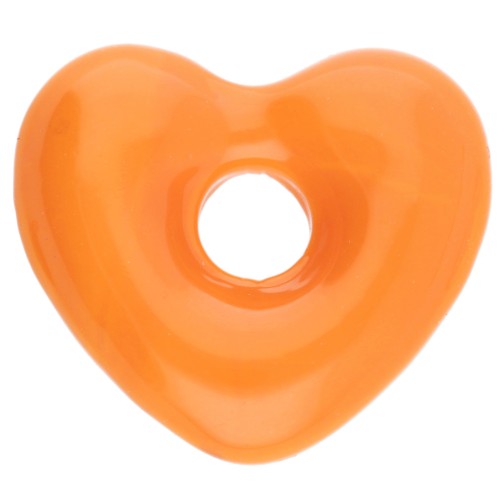 Ciondolo a cuore in vetro opaco 14x15 mm - Arancione x1