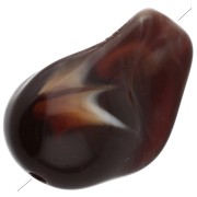 Perle irregolari 21x15 mm in resina traslucida - Marrone scuro marmorizzato x10