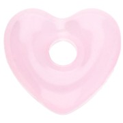 Ciondolo a cuore in vetro traslucido 14x15 mm - Rosa chiaro x1