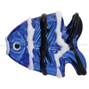 Perle di vetro per pesci 22x19 mm - Blu scuro - Nero - Bianco x1
