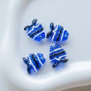 Perle di vetro per pesci 22x19 mm - Blu scuro - Nero - Bianco x1