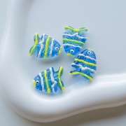 Perle di vetro per pesci 22x19 mm - Blu - Verde - Bianco x1