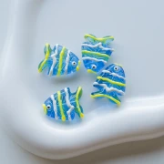 Perle di vetro per pesci 22x19 mm - Blu - Verde - Bianco x1