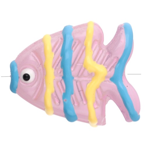 Perle di vetro a forma di pesce 22x19 mm - Rosa chiaro - Giallo - Blu x1
