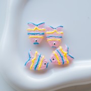 Perle di vetro a forma di pesce 22x19 mm - Rosa chiaro - Giallo - Blu x1