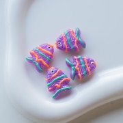 Perle di vetro per pesci 22x19 mm - Viola - Arancione - Verde x1