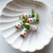 Perla Santiag - Stivale da cowboy 24x17 mm - Motivo floreale - Khaki - Rosa