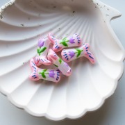 Perla Santiag - stivale da cowboy 24x17 mm in vetro - Fiore - Rosa - Lilla