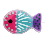 Perla pesce in vetro 20x13 mm - righe e pois - Rosa - Turchese - Viola