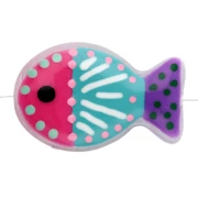 Perla pesce in vetro 20x13 mm - righe e pois - Rosa - Turchese - Viola