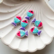 Perla pesce in vetro 20x13 mm - righe e pois - Rosa - Turchese - Viola