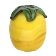 Perla di vetro Lemon 13x11 mm - Giallo - Foglia verde x1