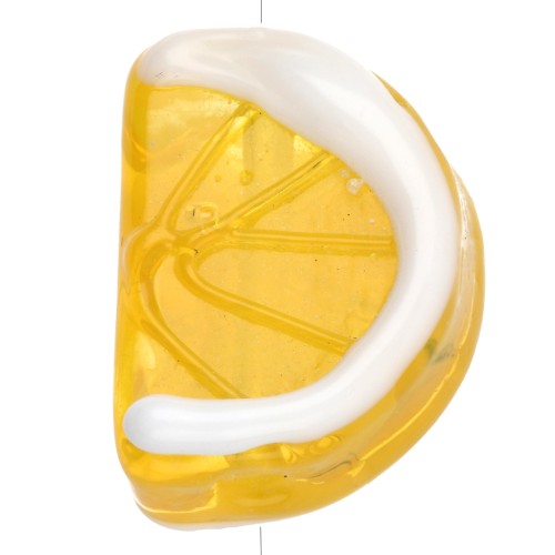 Perla a fetta di limone 18x13 mm in vetro - Giallo - Bianco x1