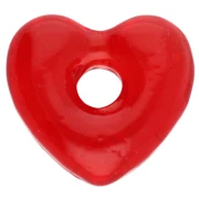 Ciondolo a cuore in vetro traslucido 14x15 mm - Rosso x1