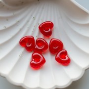 Ciondolo a cuore in vetro traslucido 14x15 mm - Rosso x1