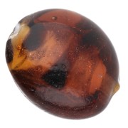 Perle di vetro rotonde piatte da 16 mm - Marrone marmorizzato - Brillantini x4