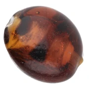 Perle di vetro rotonde piatte da 16 mm - Marrone marmorizzato - Brillantini x4