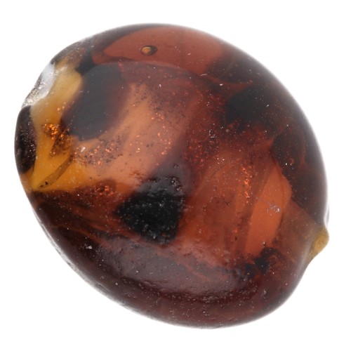 Perle di vetro rotonde piatte da 16 mm - Marrone marmorizzato - Brillantini x4