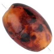 Perle ovali di vetro 16x11 mm - Marrone marmorizzato - Brillantini x4